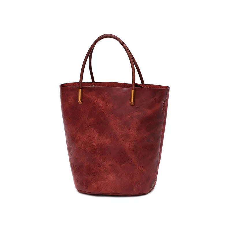 Vegetable Tanned Leather Mini Crossbody Tote Bag