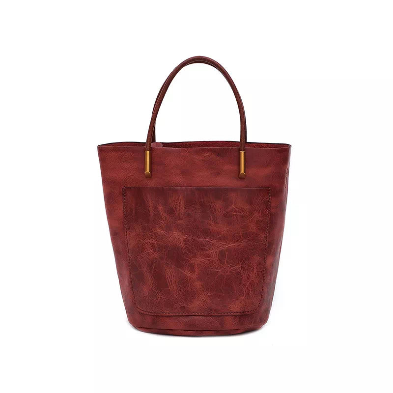 Vegetable Tanned Leather Mini Crossbody Tote Bag