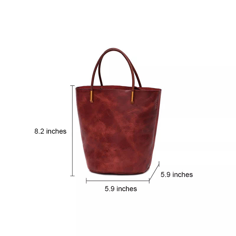 Vegetable Tanned Leather Mini Crossbody Tote Bag