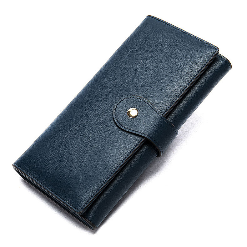 Women's RFID Leather Trifold Long Wallet