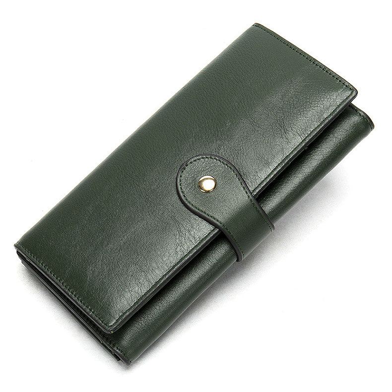 Women's RFID Leather Trifold Long Wallet