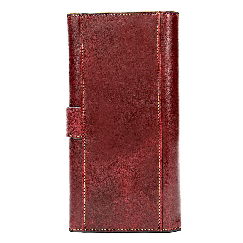 Women's RFID Leather Trifold Long Wallet