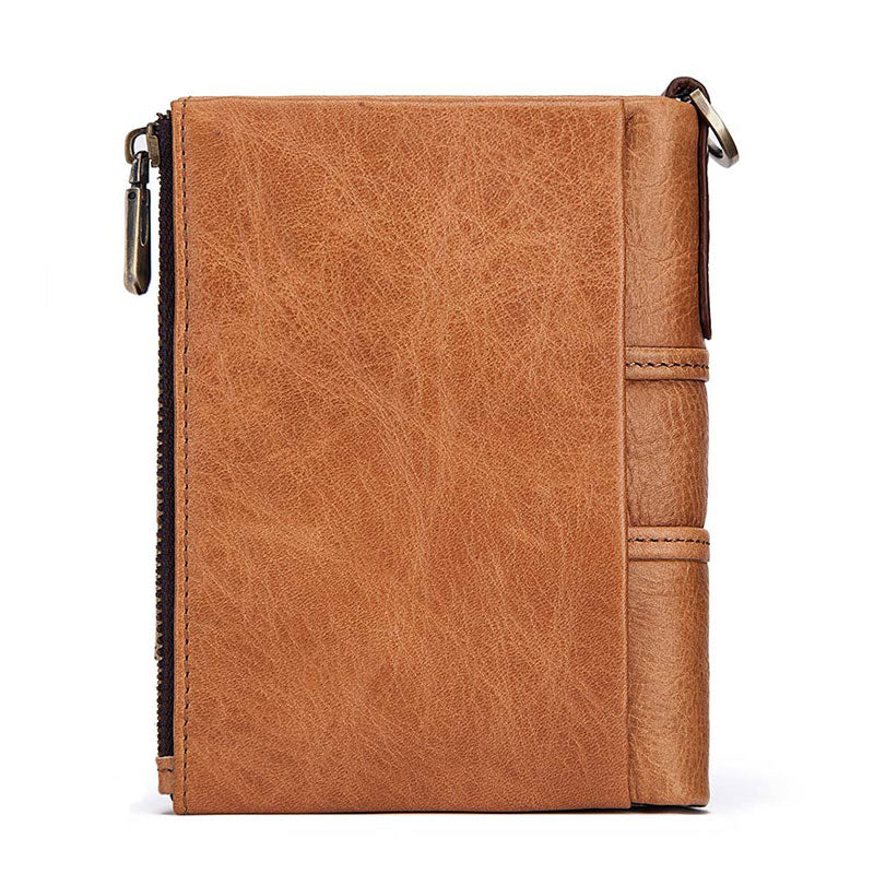Men's Leather Bi-Fold Wallet RFID Blocking