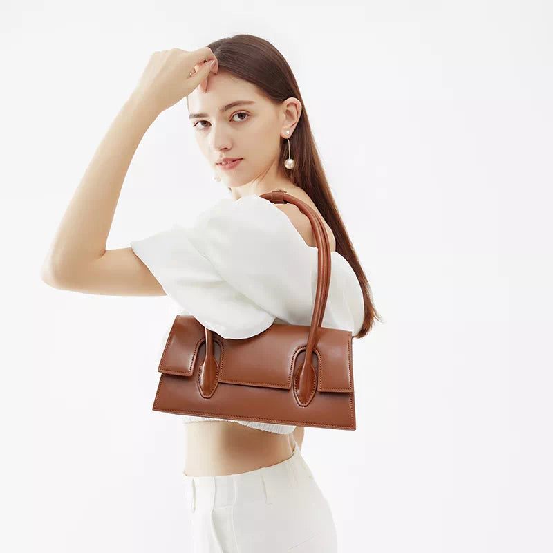 Women Leather Baguette Bag