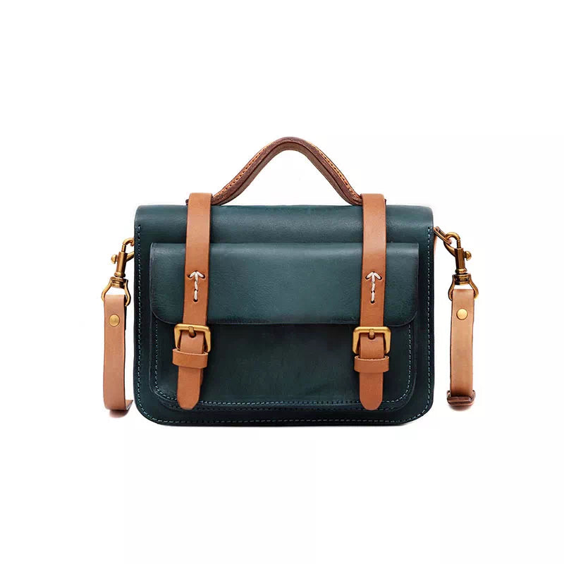 Compact Leather Satchel Handbag