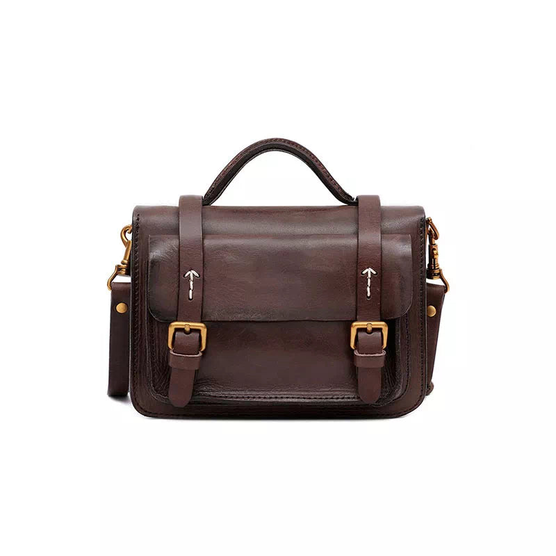 Compact Leather Satchel Handbag