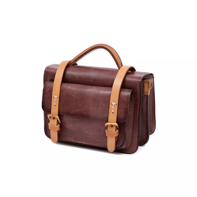 Compact Leather Satchel Handbag