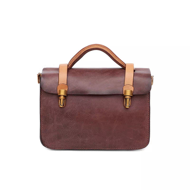Compact Leather Satchel Handbag
