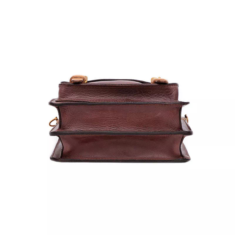 Compact Leather Satchel Handbag