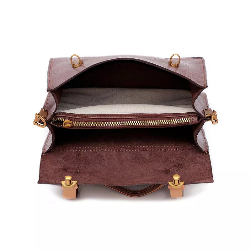 Compact Leather Satchel Handbag