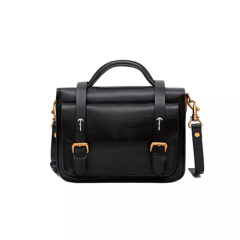 Compact Leather Satchel Handbag