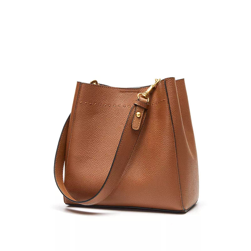 Leather Shoulder Medium Bucket Bag