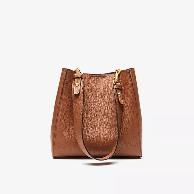 Leather Shoulder Medium Bucket Bag