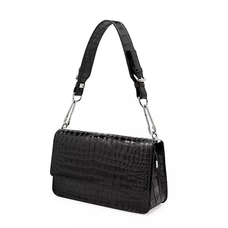 Square Chain Crocodile Pattern Leather Shoulder Bag