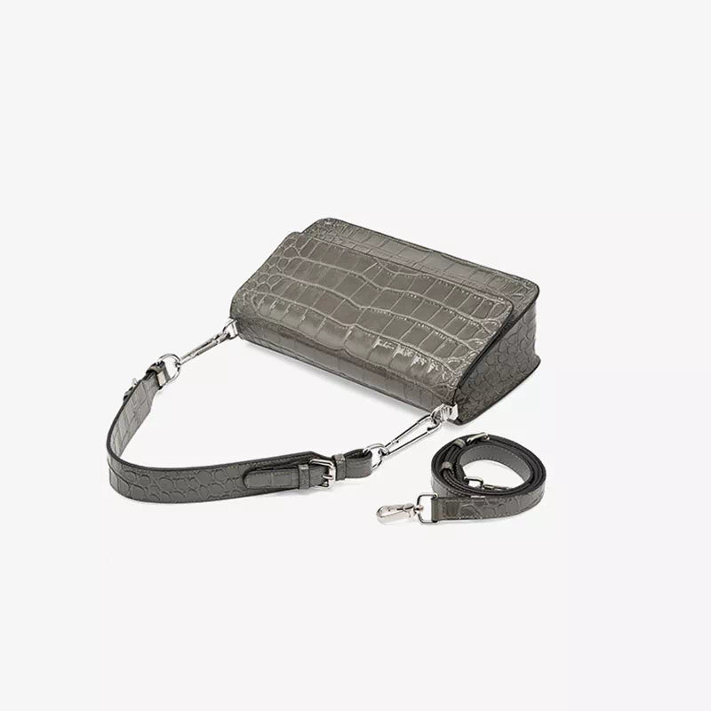 Square Chain Crocodile Pattern Leather Shoulder Bag