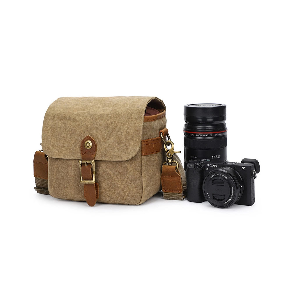 Compact Waxed Canvas DSLR & Mirrorless Crossbody Bag