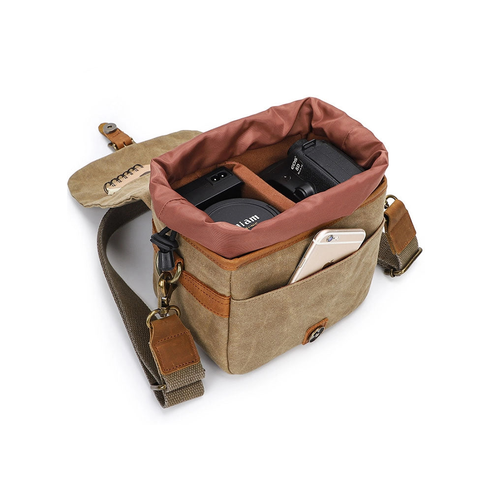 Compact Waxed Canvas DSLR & Mirrorless Crossbody Bag