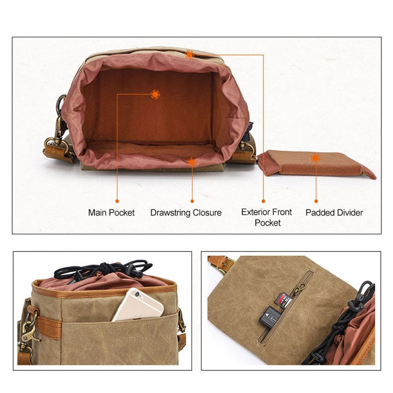 Compact Waxed Canvas DSLR & Mirrorless Crossbody Bag