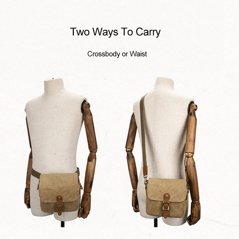 Compact Waxed Canvas DSLR & Mirrorless Crossbody Bag