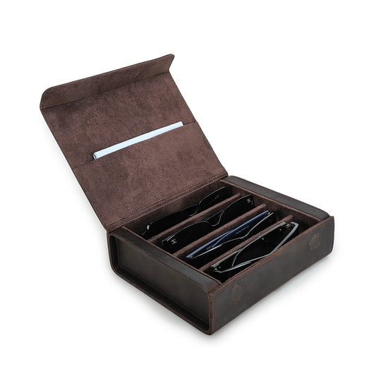 4-Pair Leather Sunglasses Travel Case – Free Monogram
