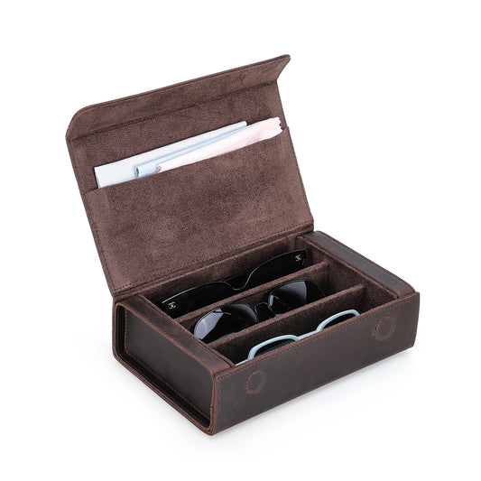 3-Pair Leather Sunglasses Travel Case – Free Monogram