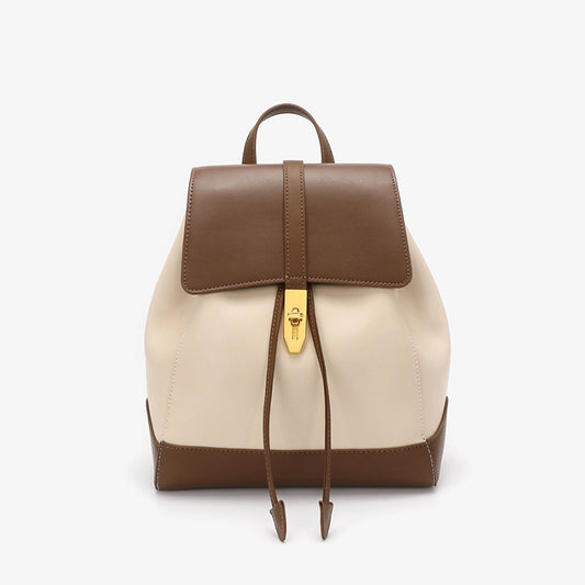 Women's Small Drawstring Leather Backpack Purse