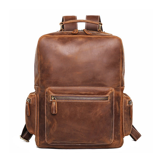 Men's Vintage Crazy Horse Leather Backpack