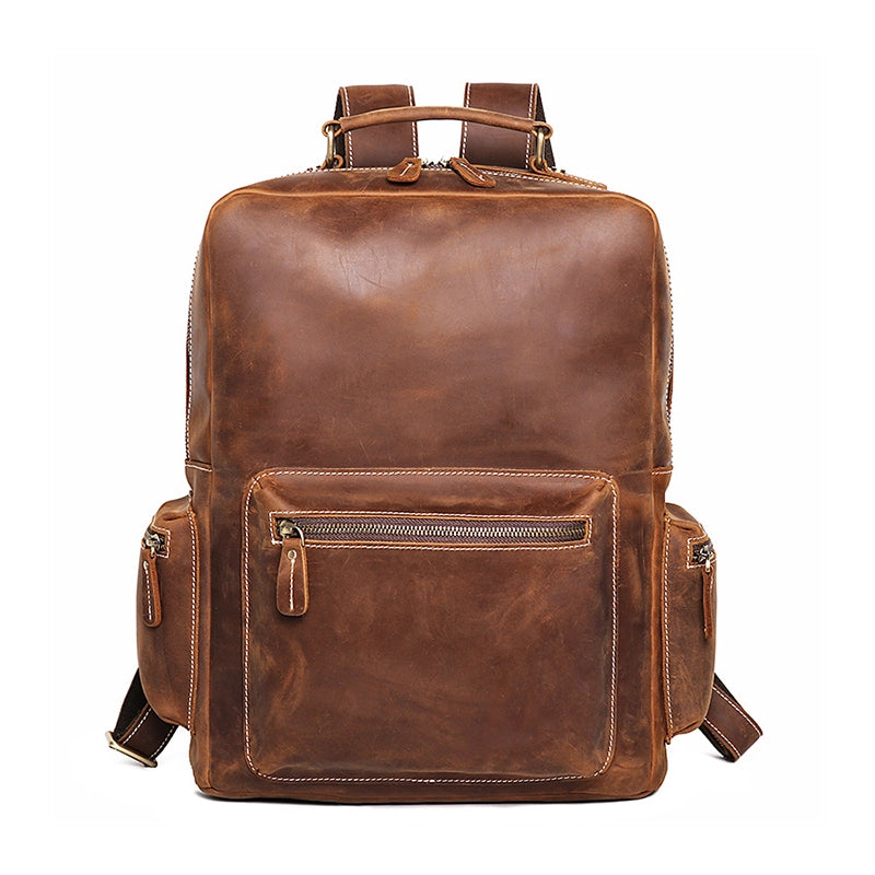 Men's Leather Backpack Vintage Laptop Business Travel Backpack