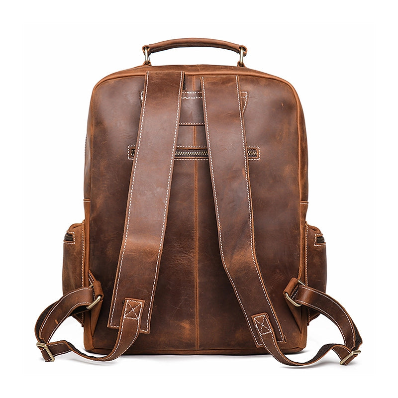Men's Vintage Crazy Horse Leather Backpack