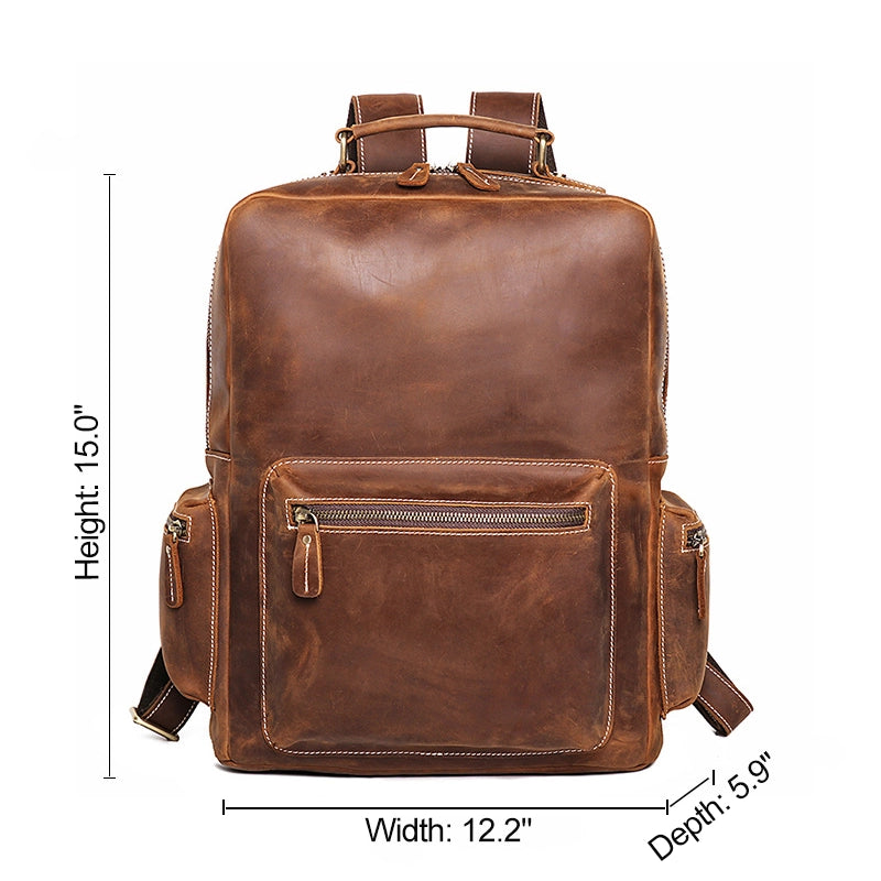 70s leather backpack men Woosir Men's Vintage for 17 Inch Laptop MttLngd x Hjd x Tjocklek(Hjd utan handtag.) 12.6in 17.7in 5.9in32cm 45cm 15cmObservera HLC Leather Backpack Genuine Laptop