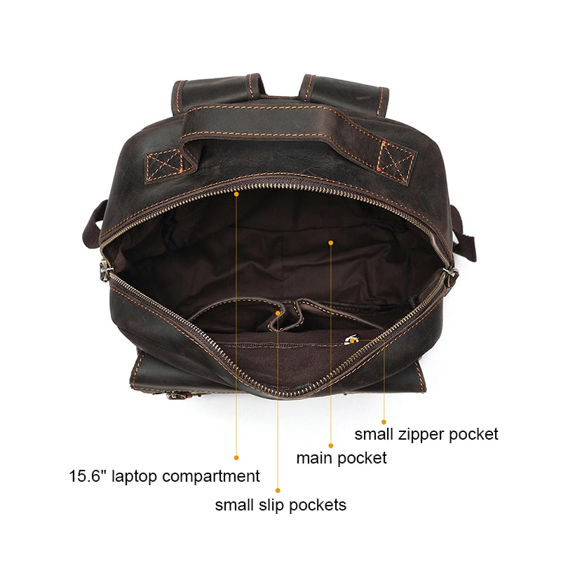 Retro Utility Leather Backpack