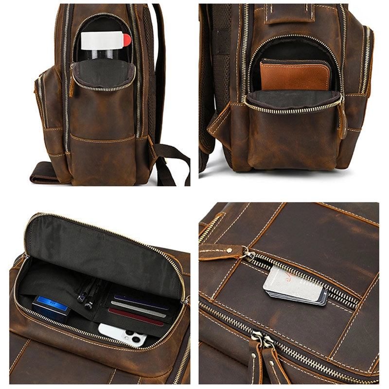 Men's Crazy Horse Leather Backpack