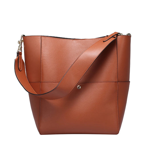 Large Leather Shoulder Bucket Bag