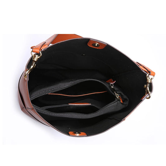 Large Leather Shoulder Bucket Bag