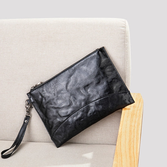 Rough Texture Leather Clutch
