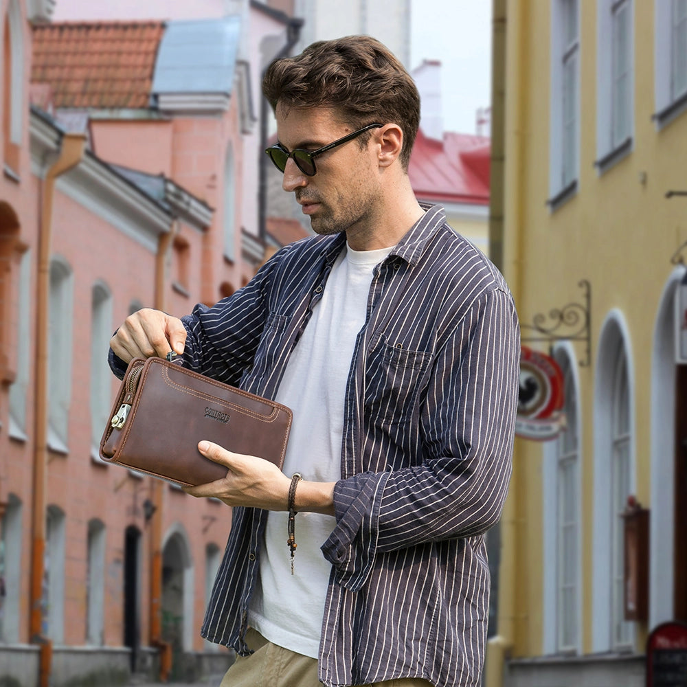Modern Charm Leather Clutch With Combination Lock