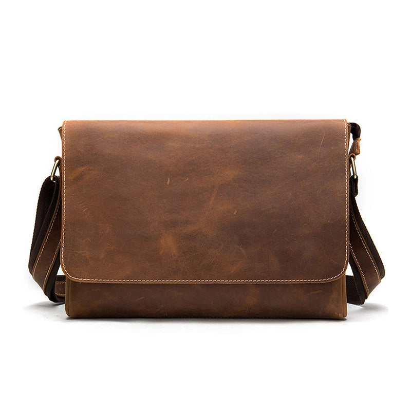 Men's Messenger Bag Brown Leather - Fits 13 Inches Laptop