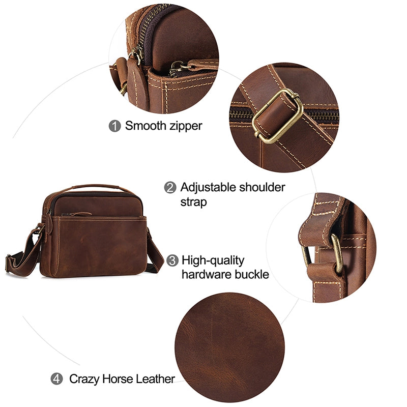 Vintage Marvel Crazy Horse Leather Crossbody Bag
