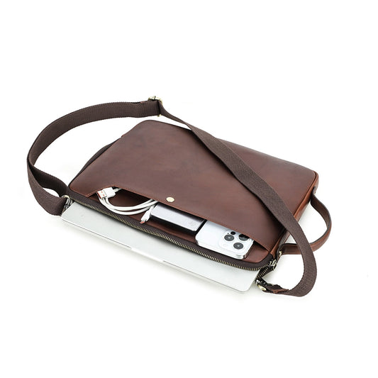 Leather Crossbody Laptop Bag For 14.2" MacBook Pro