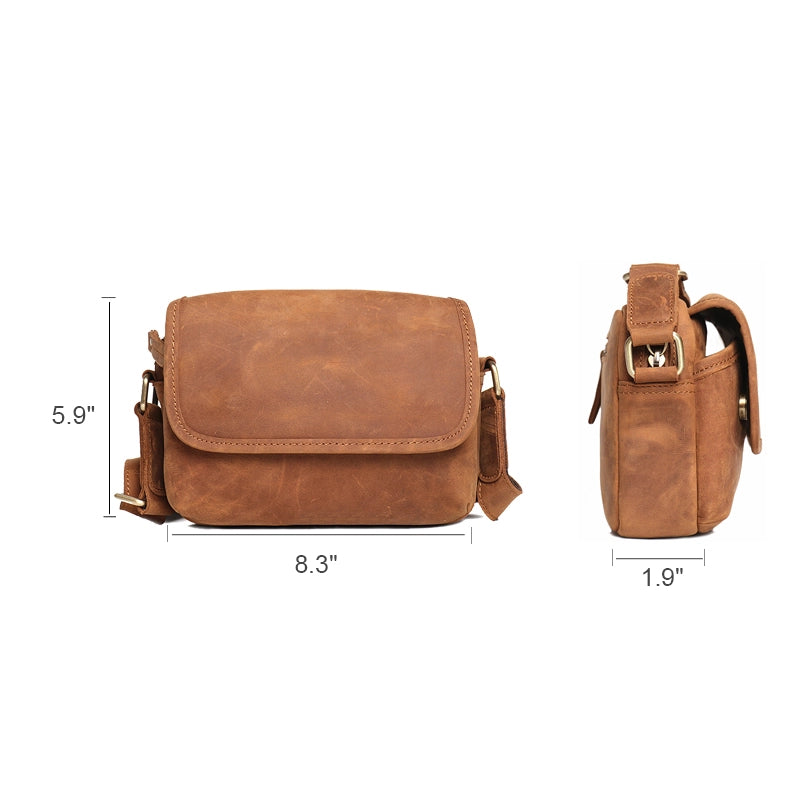 Small Crazy Horse Leather Crossbody Bag