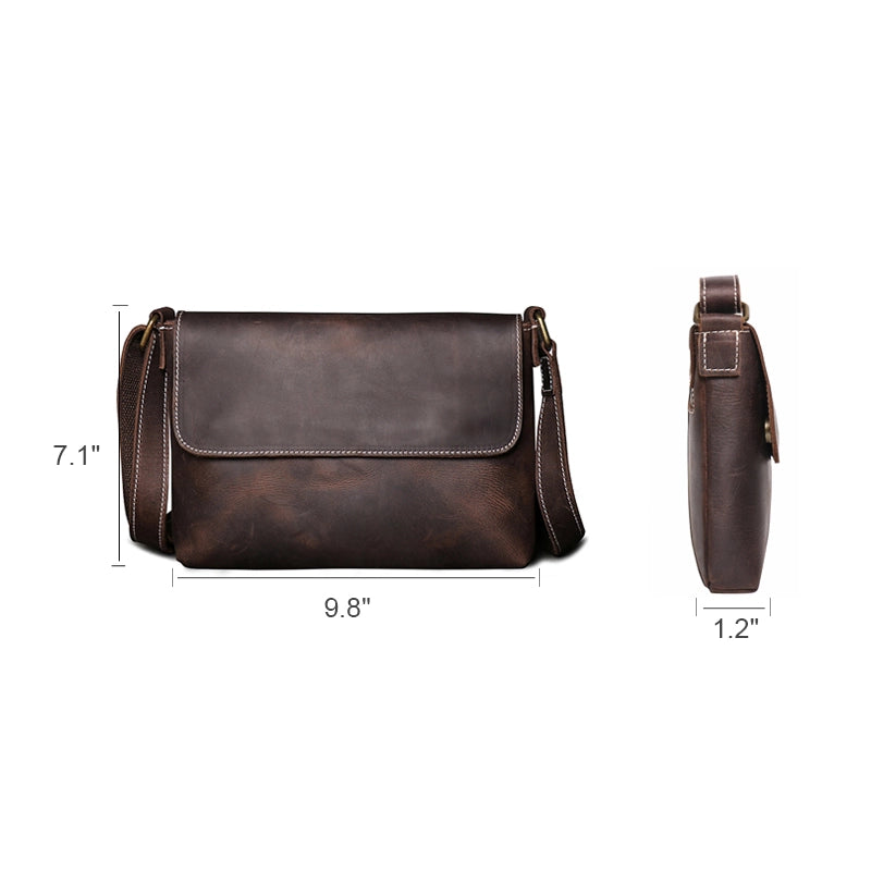 Small Crazy Horse Leather Messenger Bag