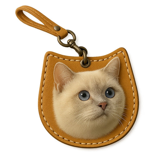 Custom Leather Pet Portrait Keychain