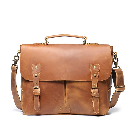 Men's Leather Messenger Bag - Fits 14" Laptop