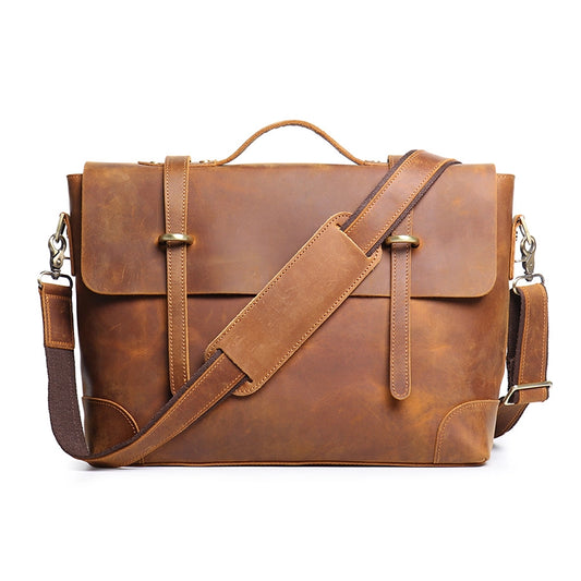 Men's Leather Messenger Bag - Fits 14" Laptop