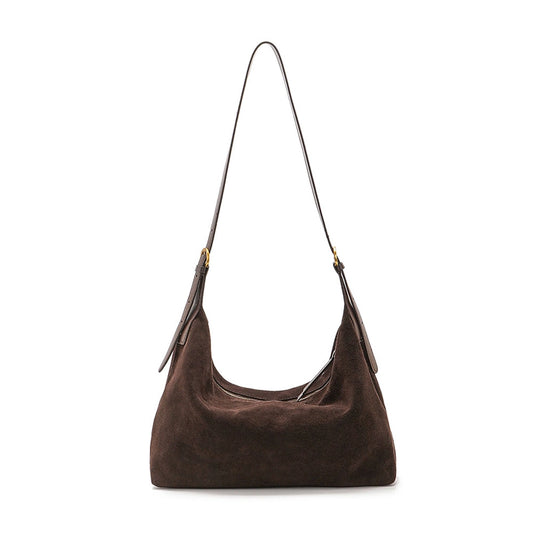 Suede Leather Convertible Shoulder Hobo Bag
