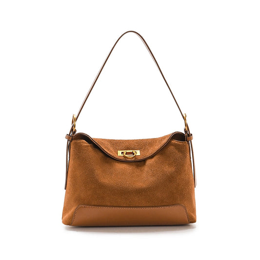 Suede Leather Convertible Shoulder Bag