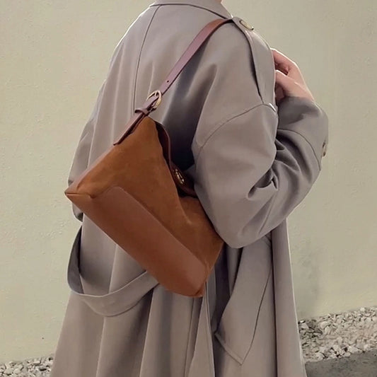 Suede Leather Convertible Shoulder Bag