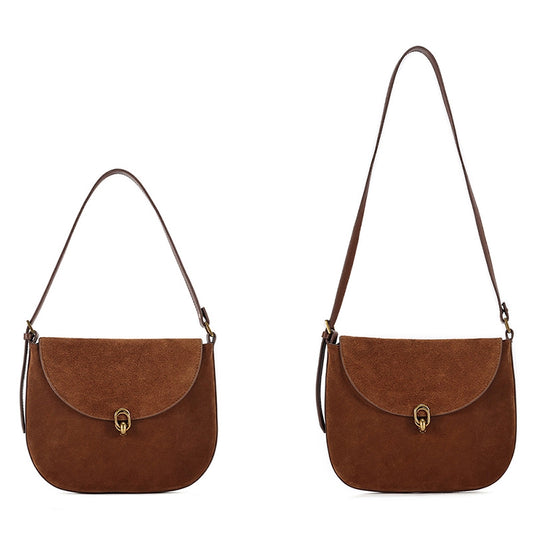 Suede Leather Convertible Shoulder Bag