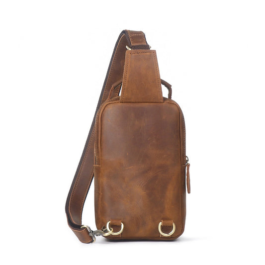 Men's Vintage Crazy Horse Leather Sling Bag