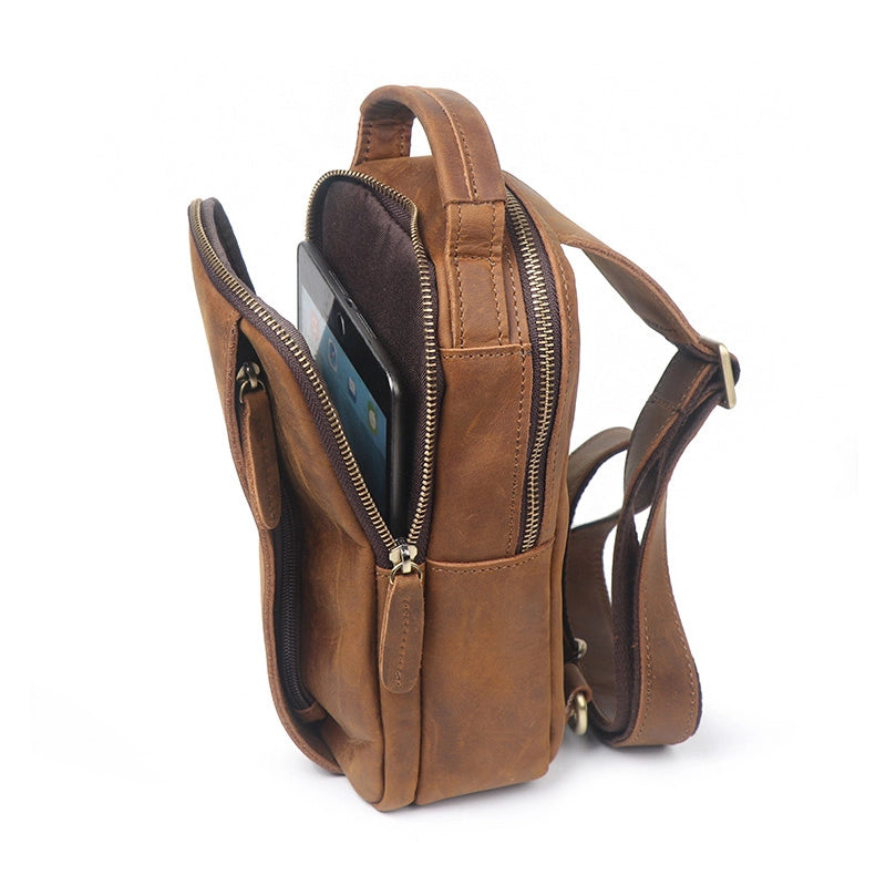 Men's Vintage Crazy Horse Leather Sling Bag